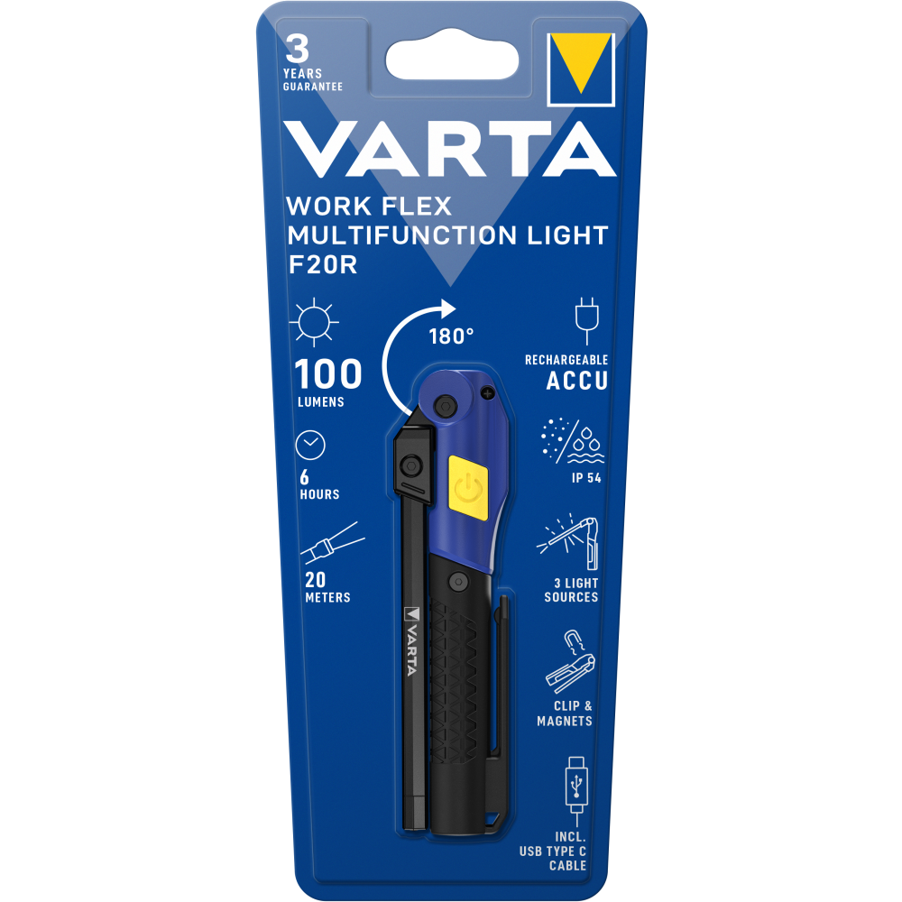 VARTA Work Flex Multifunction Light F20R Rechargeable Taschenlampe Lampe