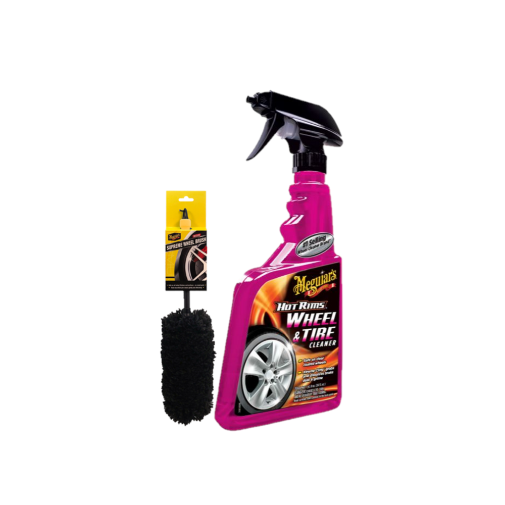 Meguiars G9524EUMEG Hot Rims Wheel Cleaner 709ml & X1902EUMEG Bürste Medium