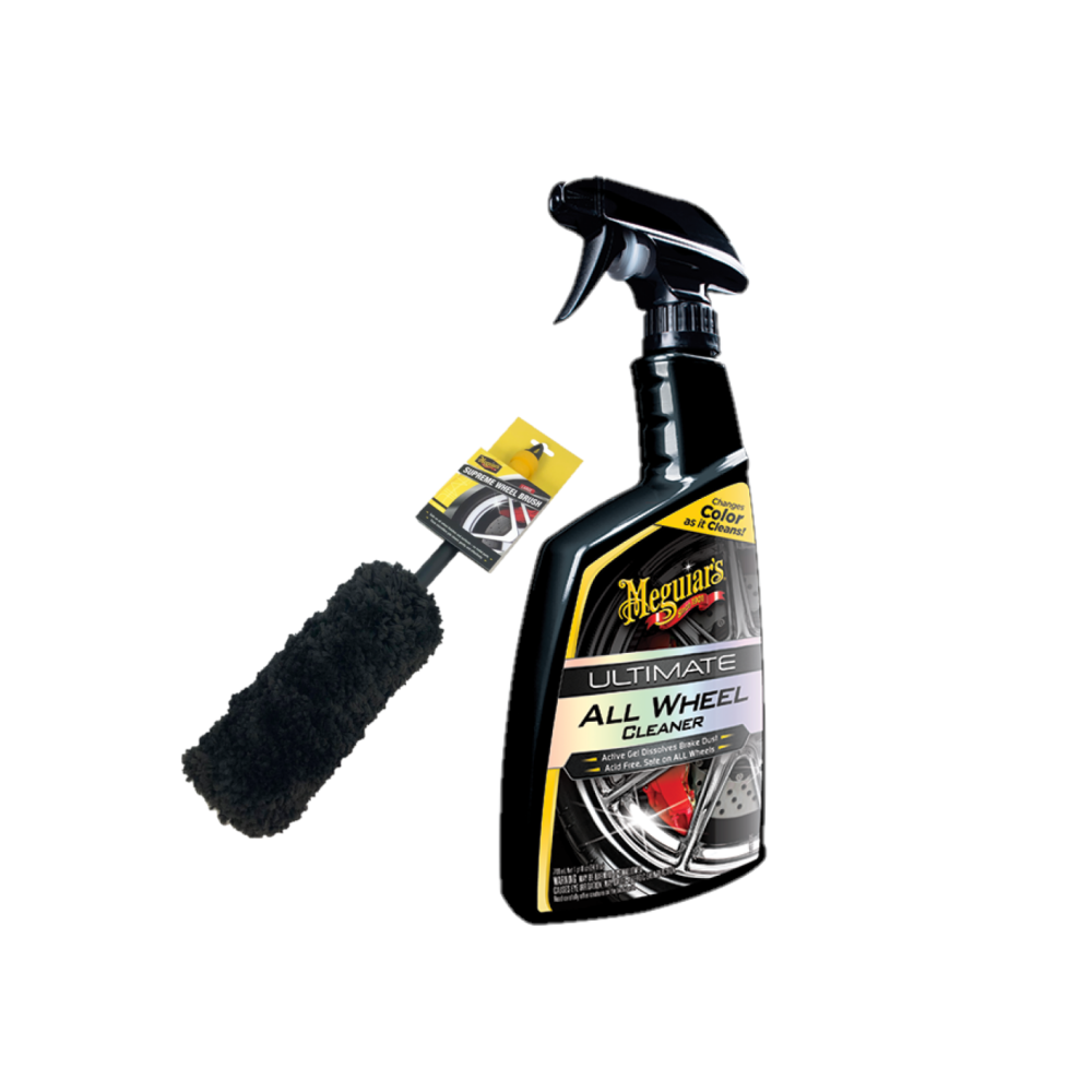 Meguiars G180124EUMEG Ultimate Wheel Cleaner 709ml & X1901EUMEG Bürste Large