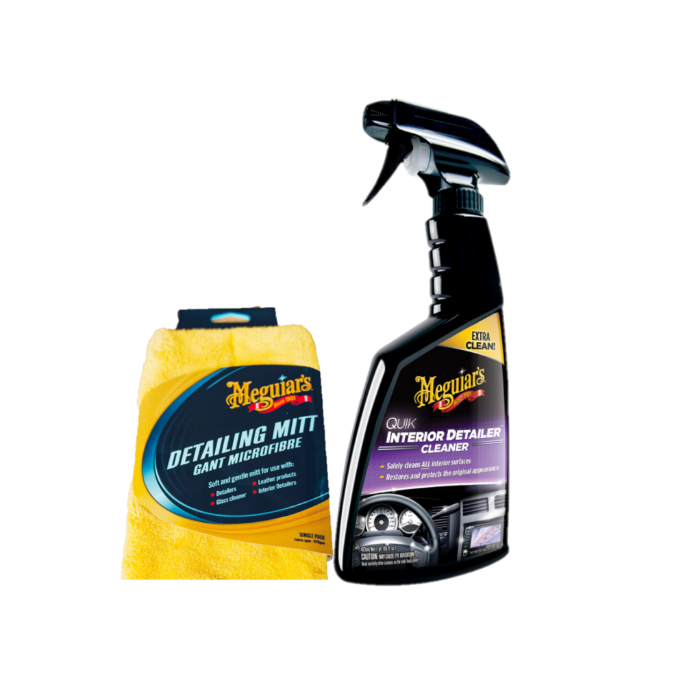 Meguiars G13616EUMEG Quik Interior Detailer 473ml & X1804EUMEG Mitt Gelb