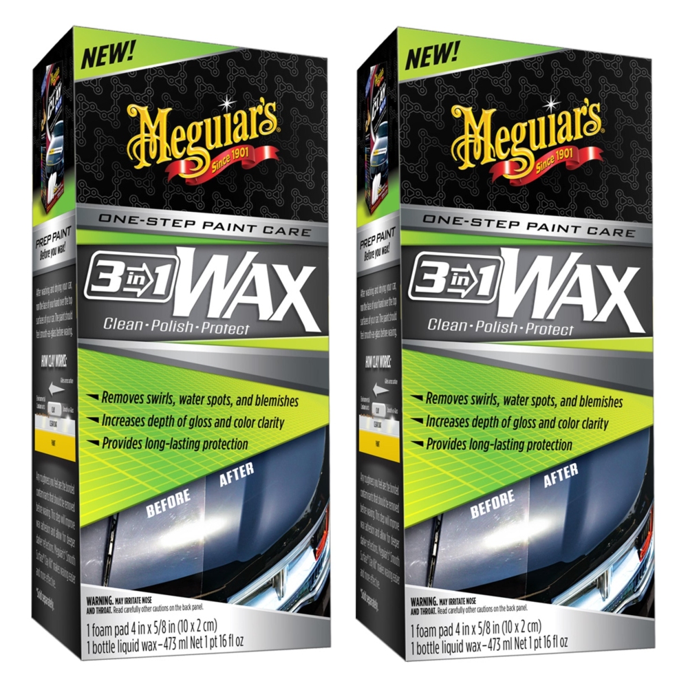 Meguiars 2x G191016EU One-Step Paint Care 3 In 1 Wax Clean Autowachs Politur 473ml