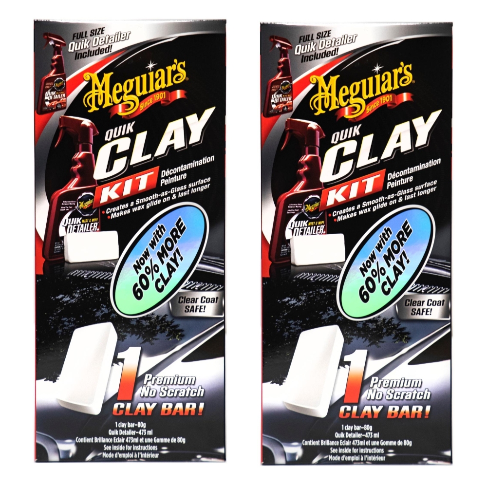 Meguiars 2x G1116EU Quik Clay Detailing System Set 80g Knete + 473ml Quik Detailer