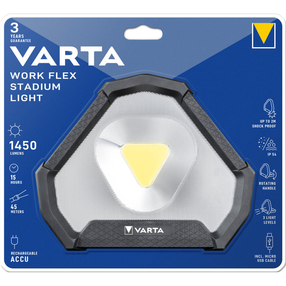 VARTA Work Flex Stadium Light Baustrahler LED Arbeitsleuchte Lampe