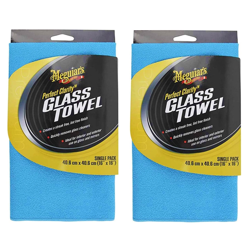 Meguiars 2x X190301EU Perfect Clarity Glass Towel Mikrofasertuch 40cm x 40cm