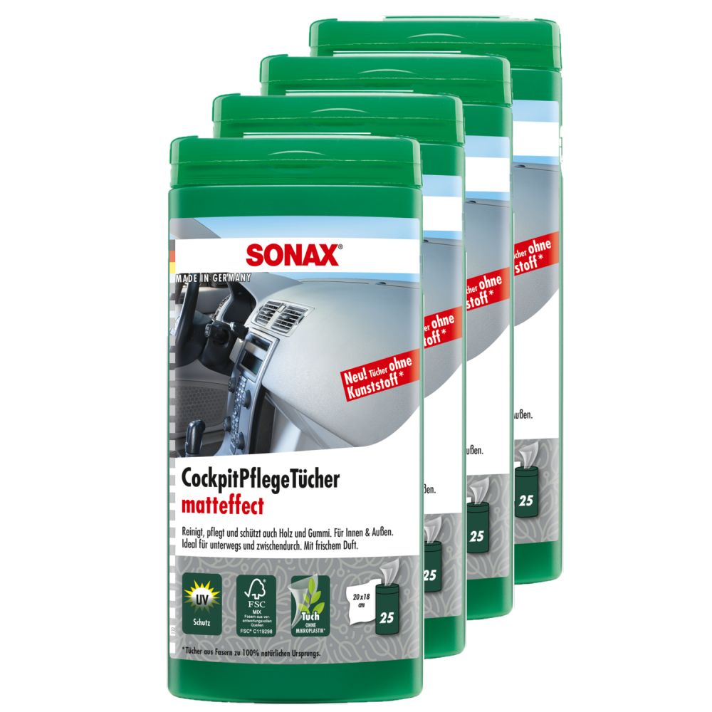 SONAX 04158410 CockpitPflegeT&Atilde;&frac14;cher Matteffect Box Autopflege Reiniger 4x 25St&Atilde;&frac14;ck