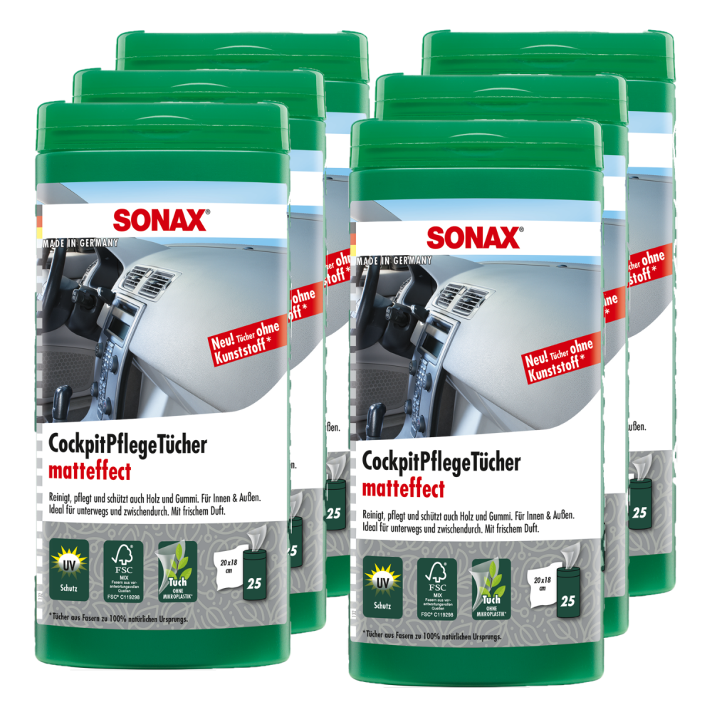SONAX 04158410 CockpitPflegeT&Atilde;&frac14;cher Matteffect Box Autopflege Reiniger 6x 25St&Atilde;&frac14;ck