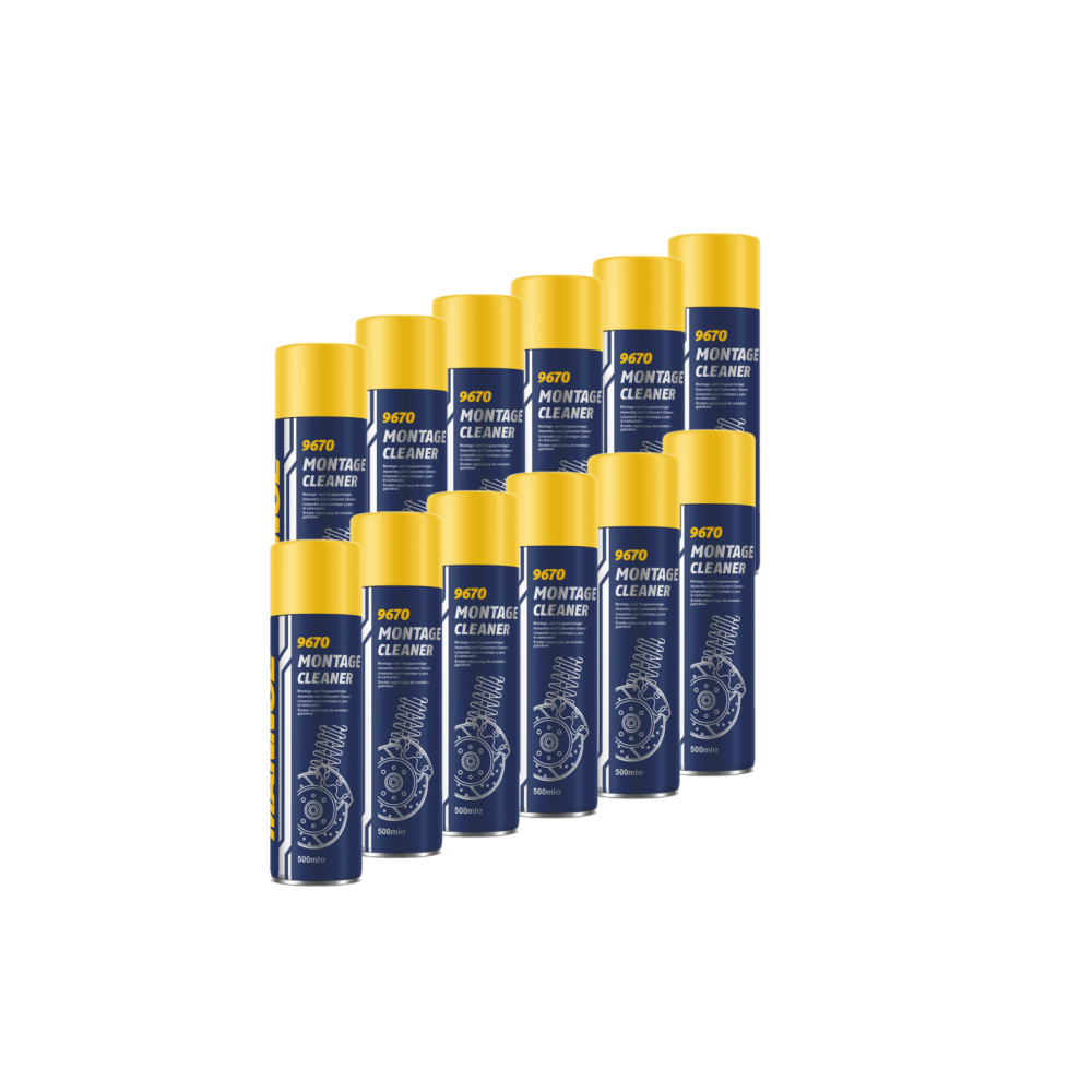 MANNOL 9670 Montage Cleaner Hochwirksamer Bremsen und Montage Reiniger 12x500 ml