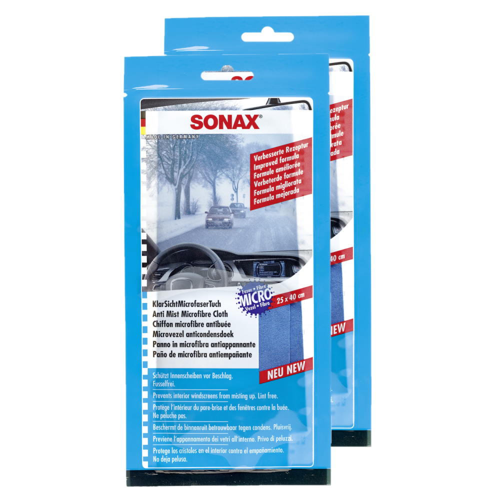 SONAX 04212000 KlarSichtMicrofaserTuch Autopflege Reinigungszubeh&Atilde;&para;r 2x 1St&Atilde;&frac14;ck