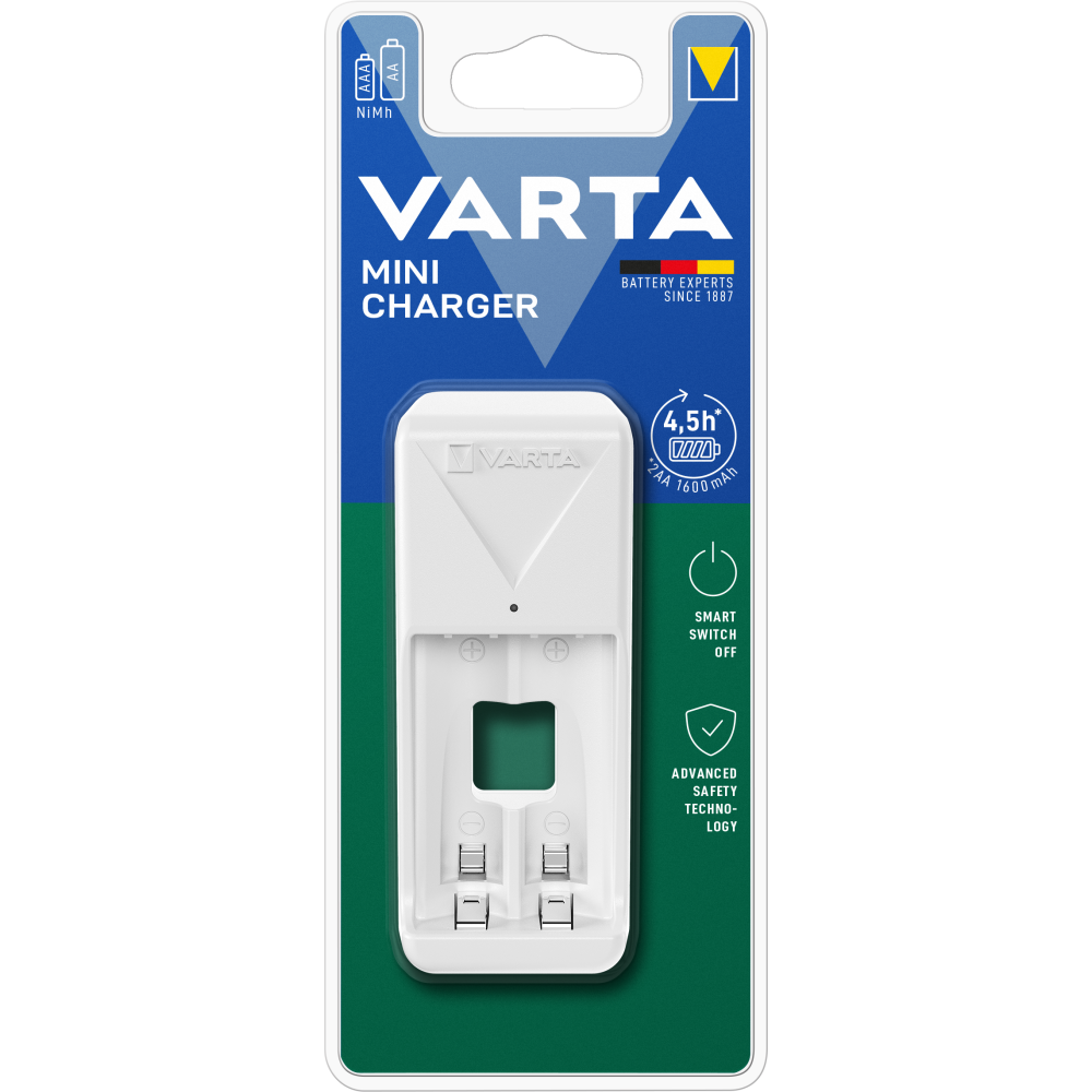 VARTA Mini Charger Ladegerät Batterieladegerät lädt 2 AA/AAA gleichzeitig