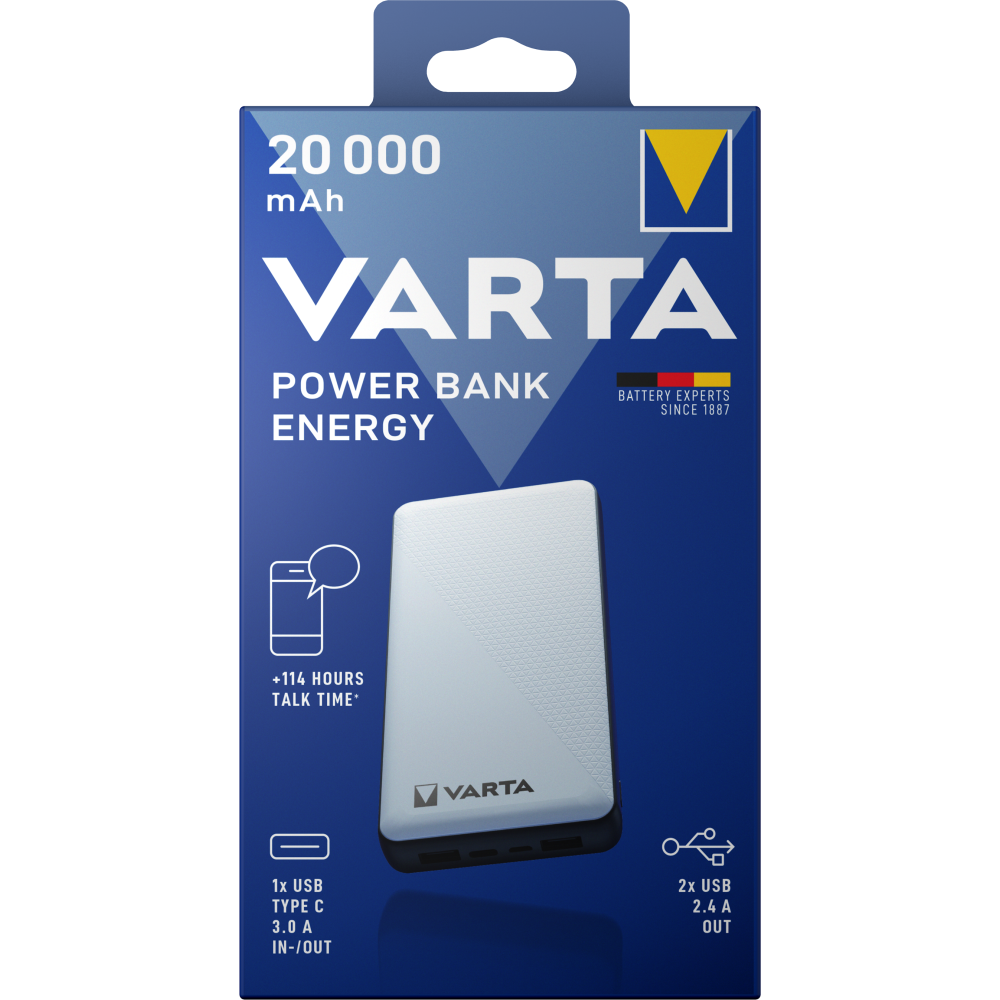 VARTA Power Bank Energy Ladegerät 20000mAh Box Powerbank Batterie Reisen