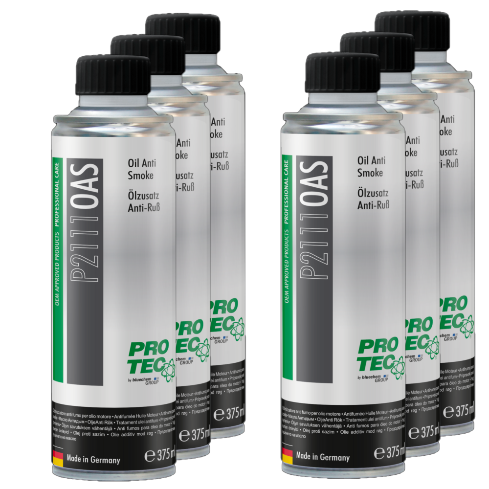 PROTEC 6x 375ml Ölzusatz Anti Ruß P2111 Reduziert Rauch, Ruß & Ölverbrauch