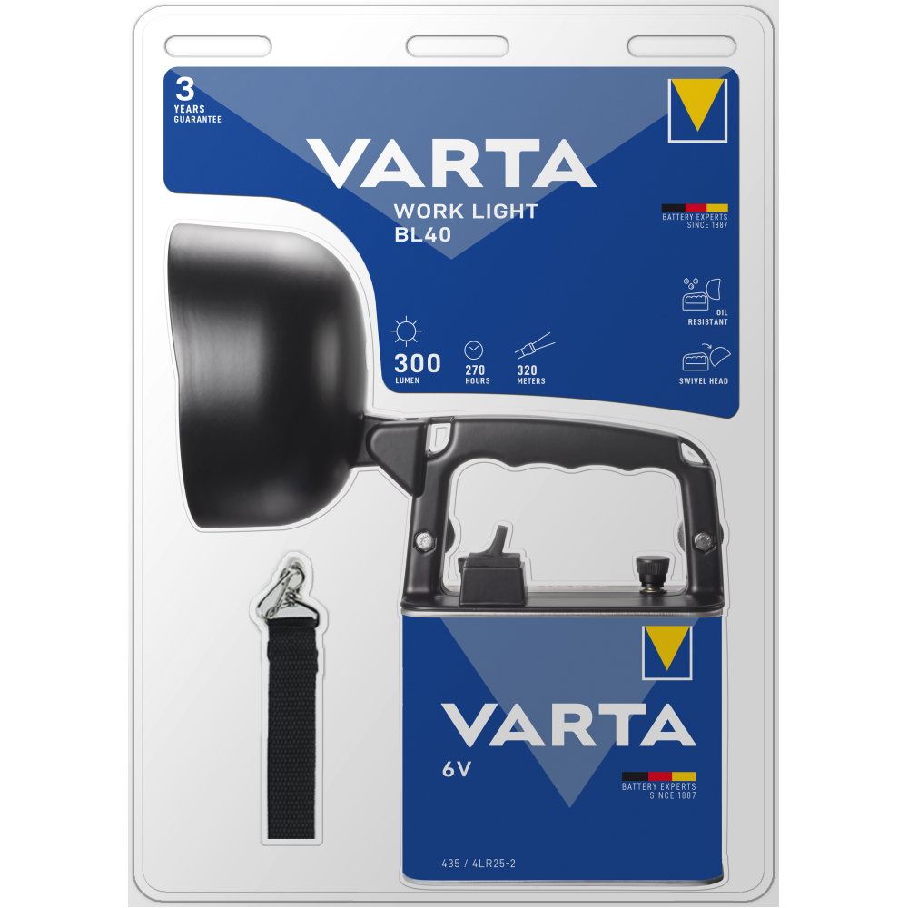 VARTA Work Light BL40 Handscheinwerfer Taschenlampe Lampe mit Batterie