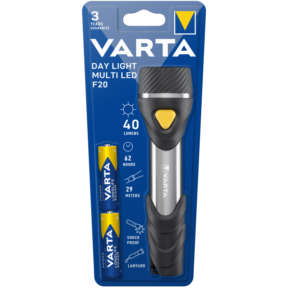 VARTA Day Light Multi LED F20 Taschenlampe Handlampe Lampe mit Batterie 2x AA