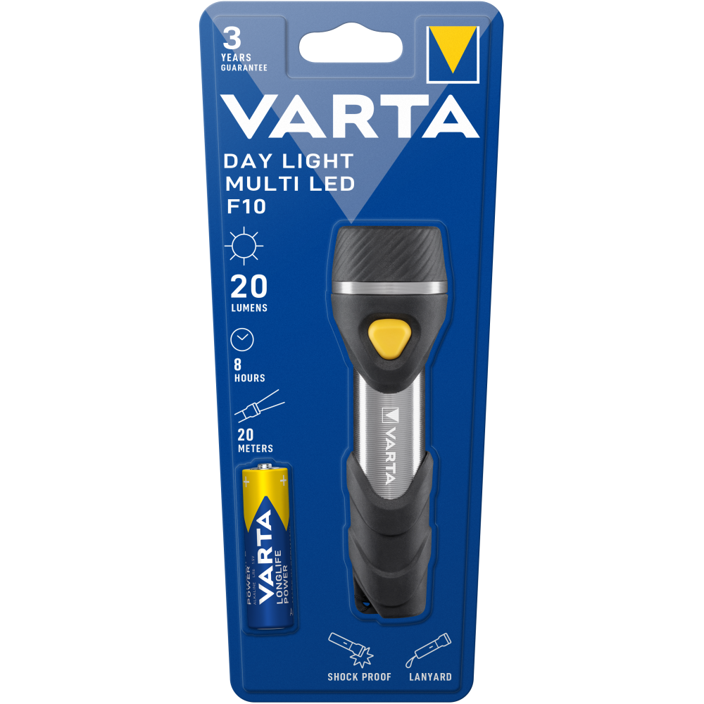VARTA Day Light Multi LED F10 Taschenlampe Handlampe Lampe mit Batterie 1x AA