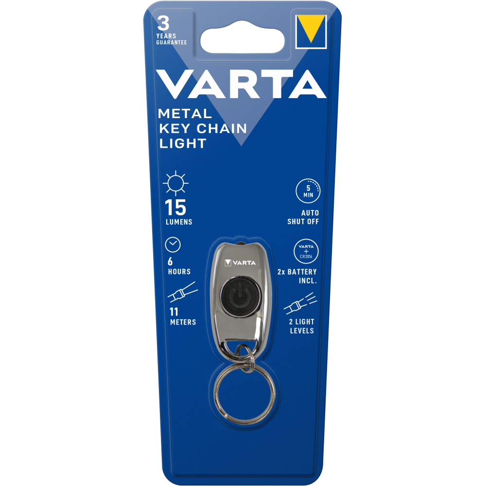 VARTA Metal Key Chain Light Taschenlampe Lampe mit Batterie 2x CR2016