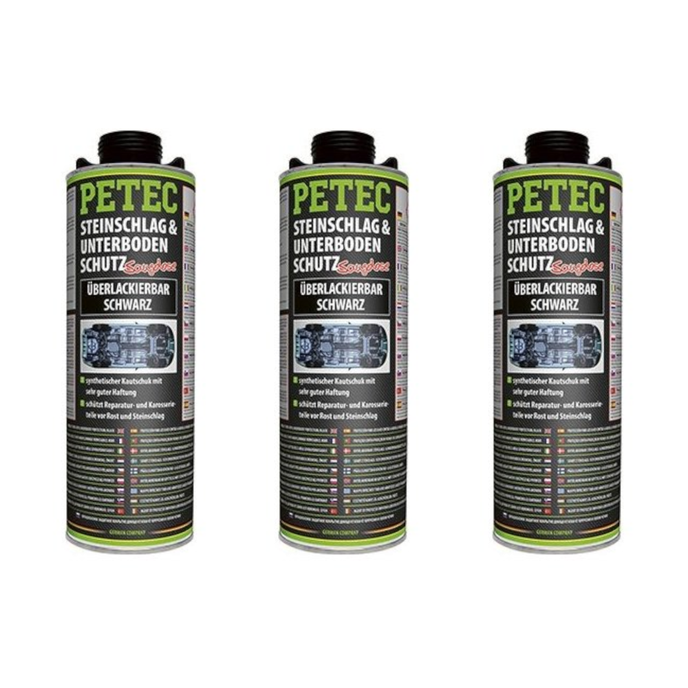 3X PETEC STEINSCHLAG und UNTERBODENSCHUTZ KAUTSCHUKBASIS SCHWARZ 1.000 ML 73210