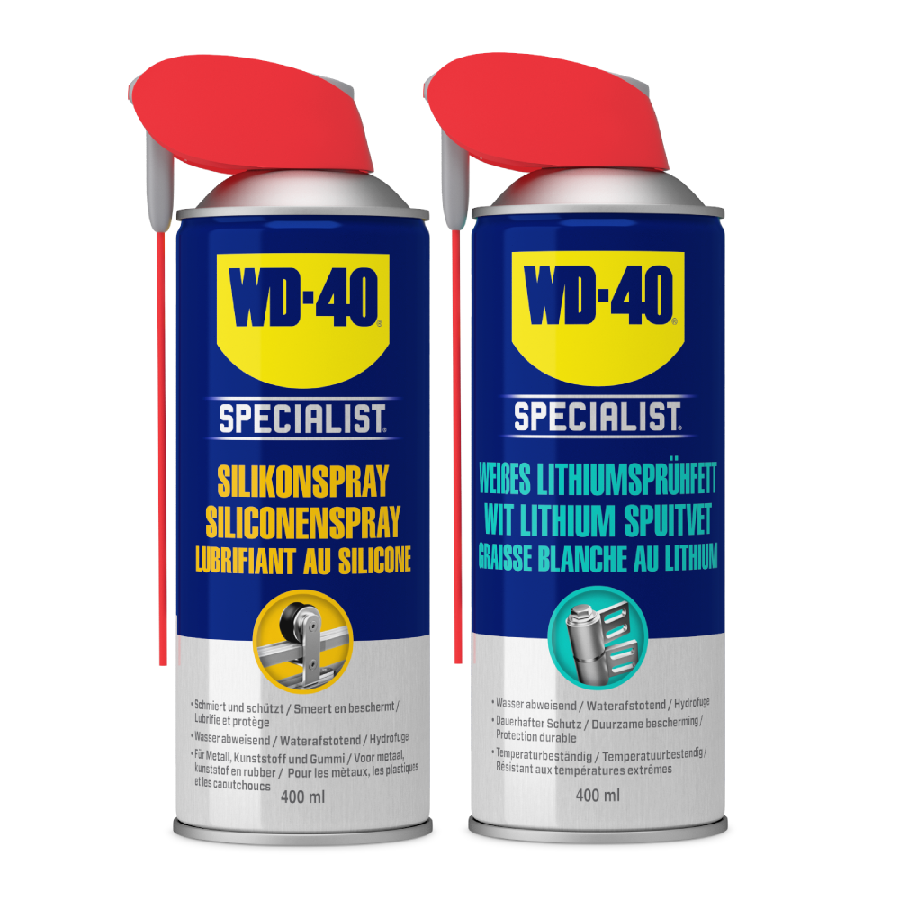 WD-40 Specialist Weißes Lithiumsprühfett + WD-40 Specialist Silikonspray