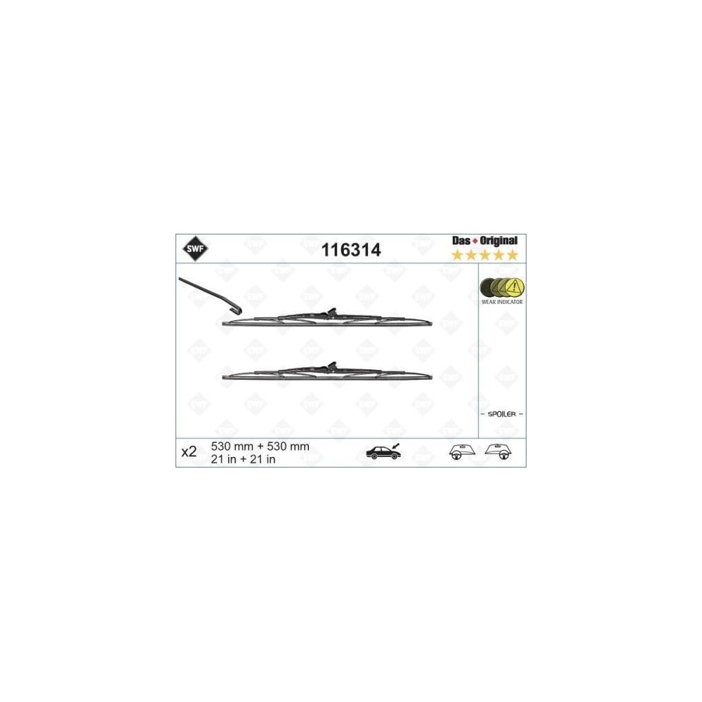 Wischblatt SWF 116314 DAS ORIGINAL SET für VOLVO, vorne