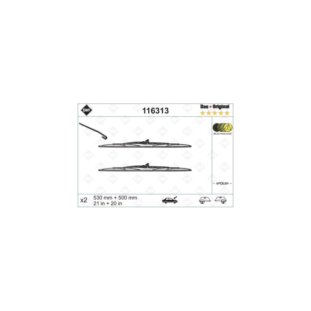 Wischblatt SWF 116313 DAS ORIGINAL SET für VOLVO, vorne