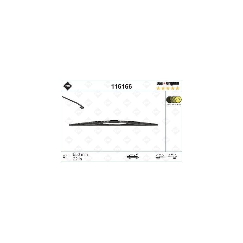 Wischblatt SWF 116166 DAS ORIGINAL SINGLE für CITROËN MERCEDES-BENZ PEUGEOT