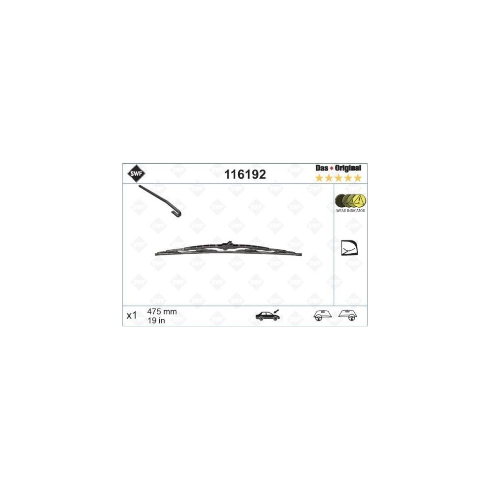 Wischblatt SWF 116192 DAS ORIGINAL SINGLE für, beifahrerseitig