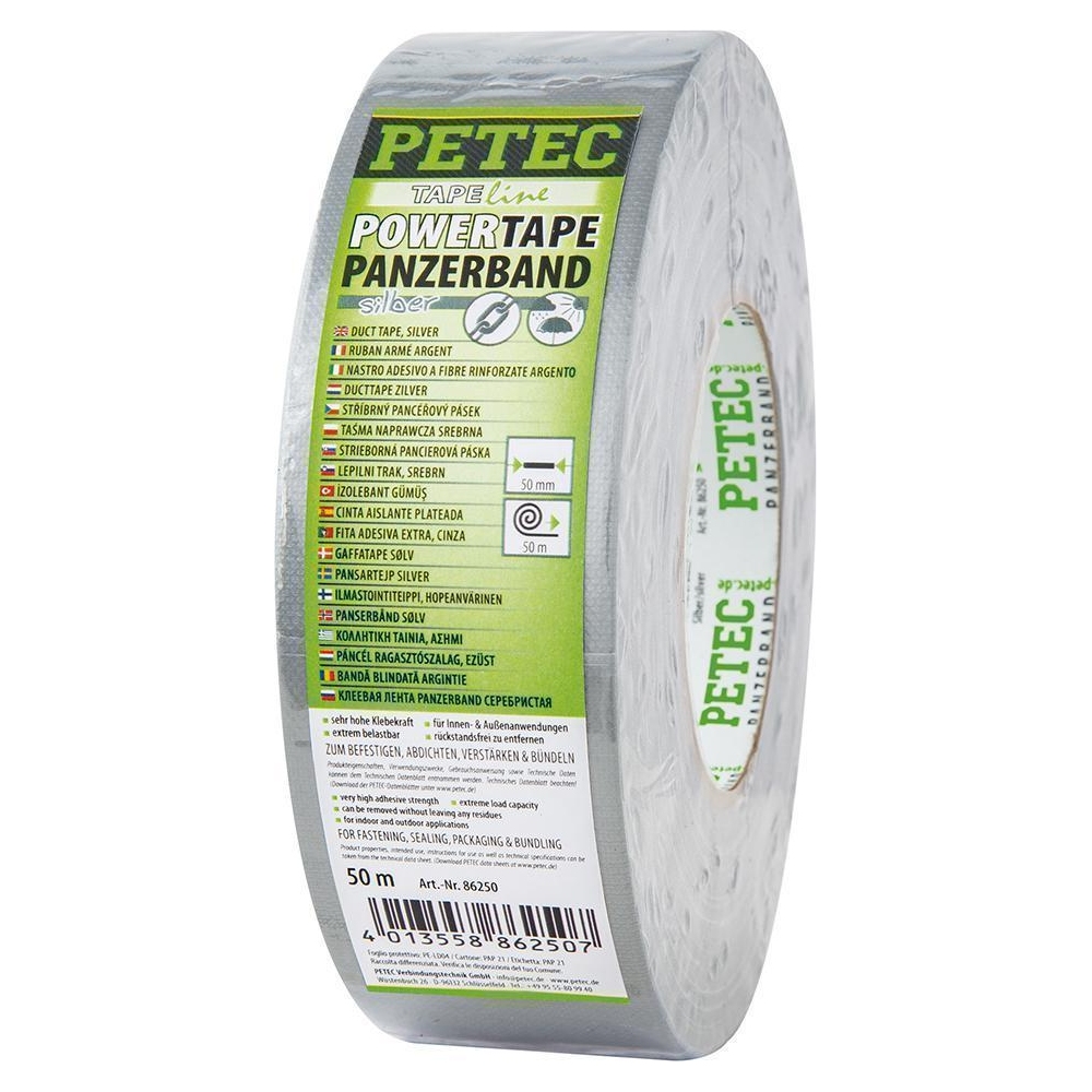 Klebeband PETEC 86250 POWERTAPE PANZERBAND, SILBER für