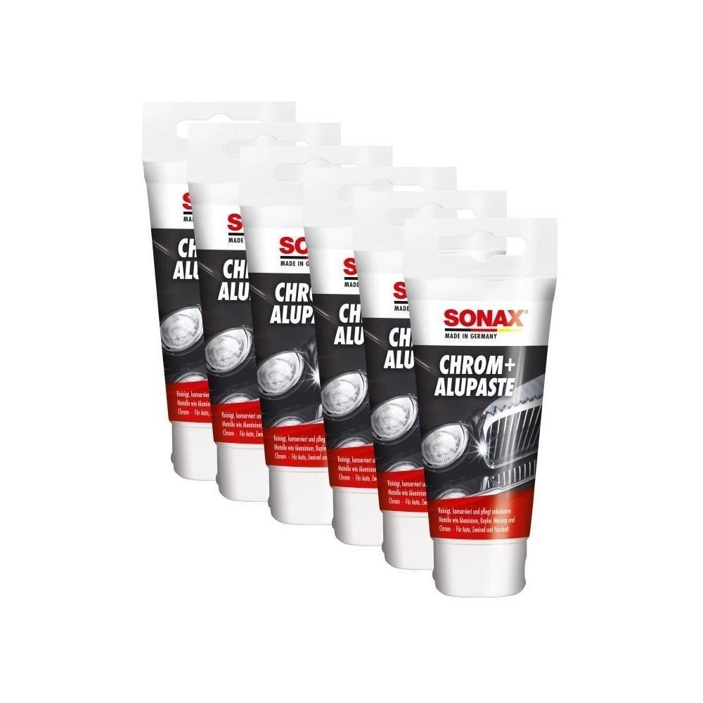 SONAX 03080000 Chrom- + AluPaste Poliermittel Pflegepaste 6x 75ml