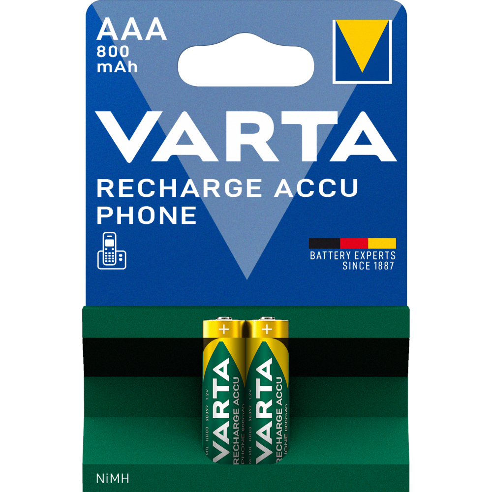 VARTA RECH.ACCU Phone AAA 800mAh Blister 2 wiederaufladbare Batterien