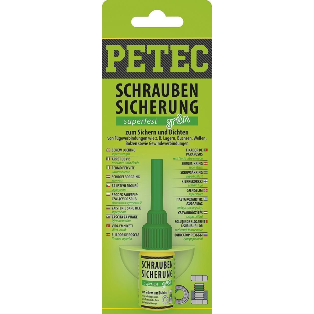 Buchsen/Lager-Klebstoff PETEC 93005 SCHRAUBENSICHERUNG SUPERFEST, grün für