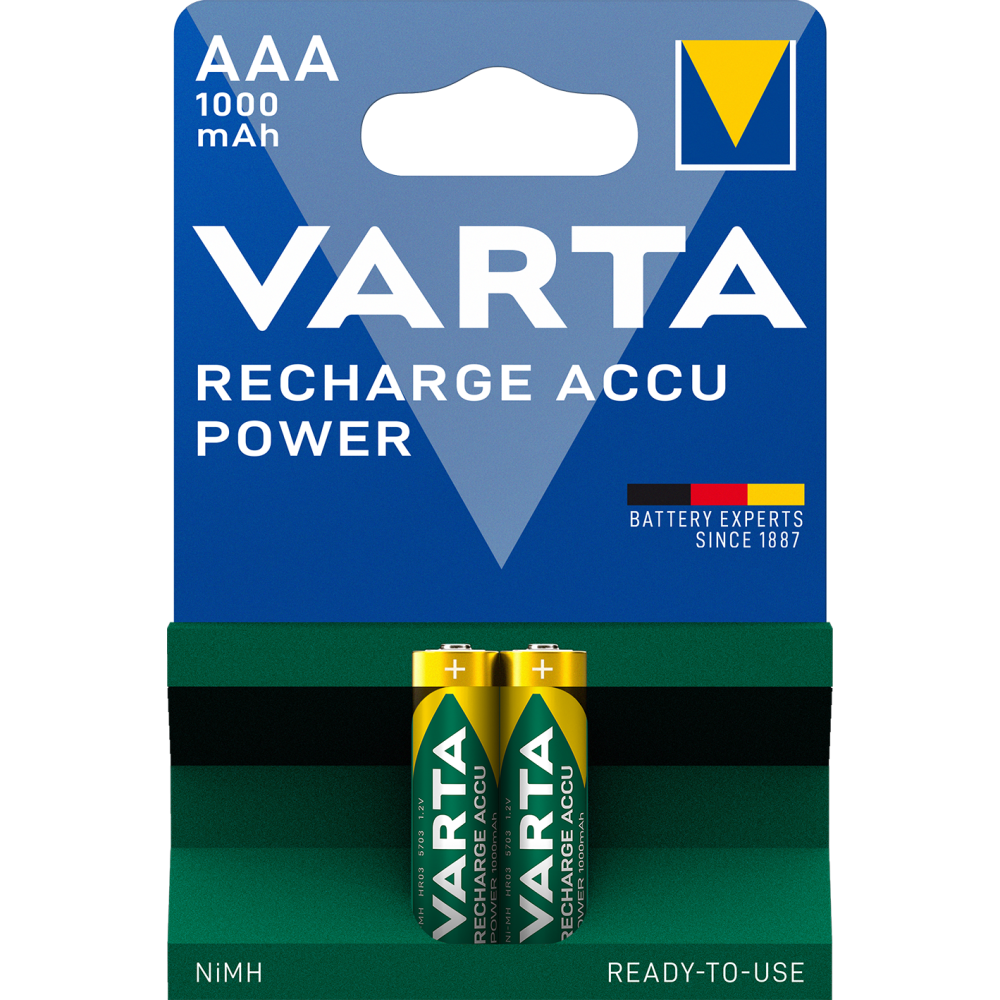 VARTA Recharge Accu Power AAA 1000 mAh Blister 2 wiederaufladbare Batterien