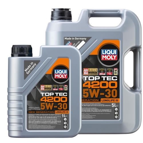 LIQUI MOLY 3707 Top Tec 4200 5W-30 New Generation Motor&ouml;l 5L + 1L = 6 Liter Set