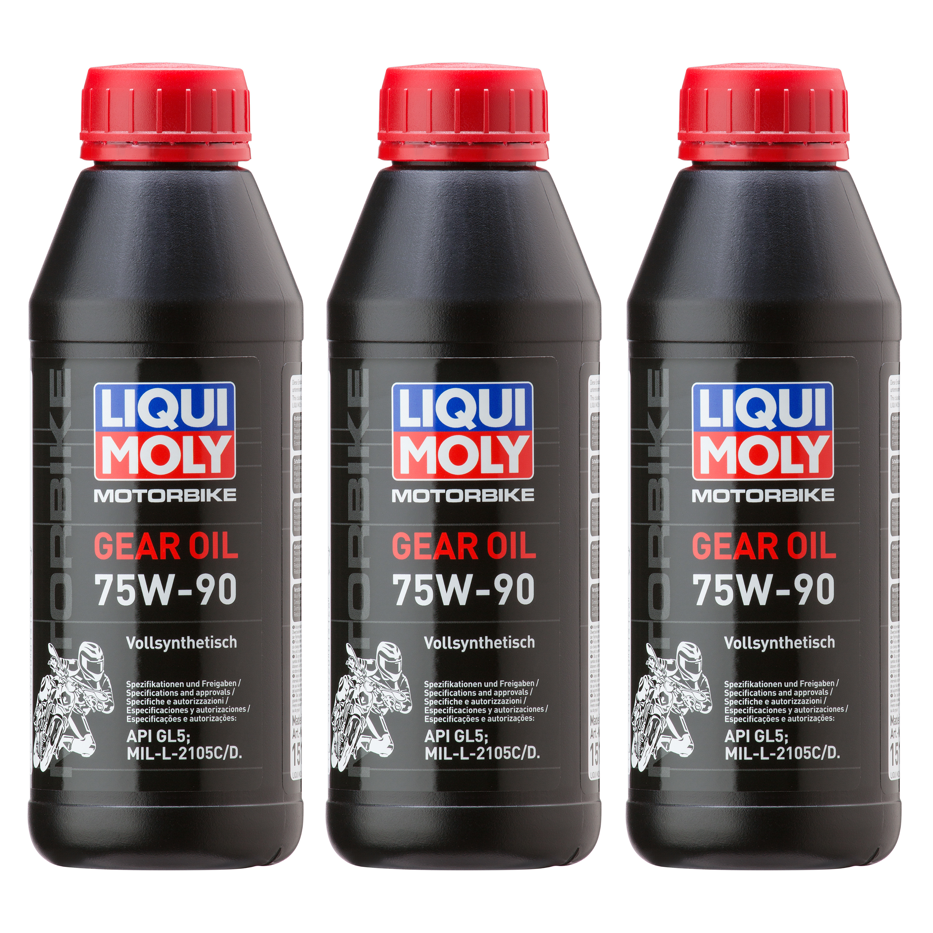 3x LIQUI MOLY Motorbike Gear Oil Getriebe&ouml;l Motorrad 5W-90 500ml 1516