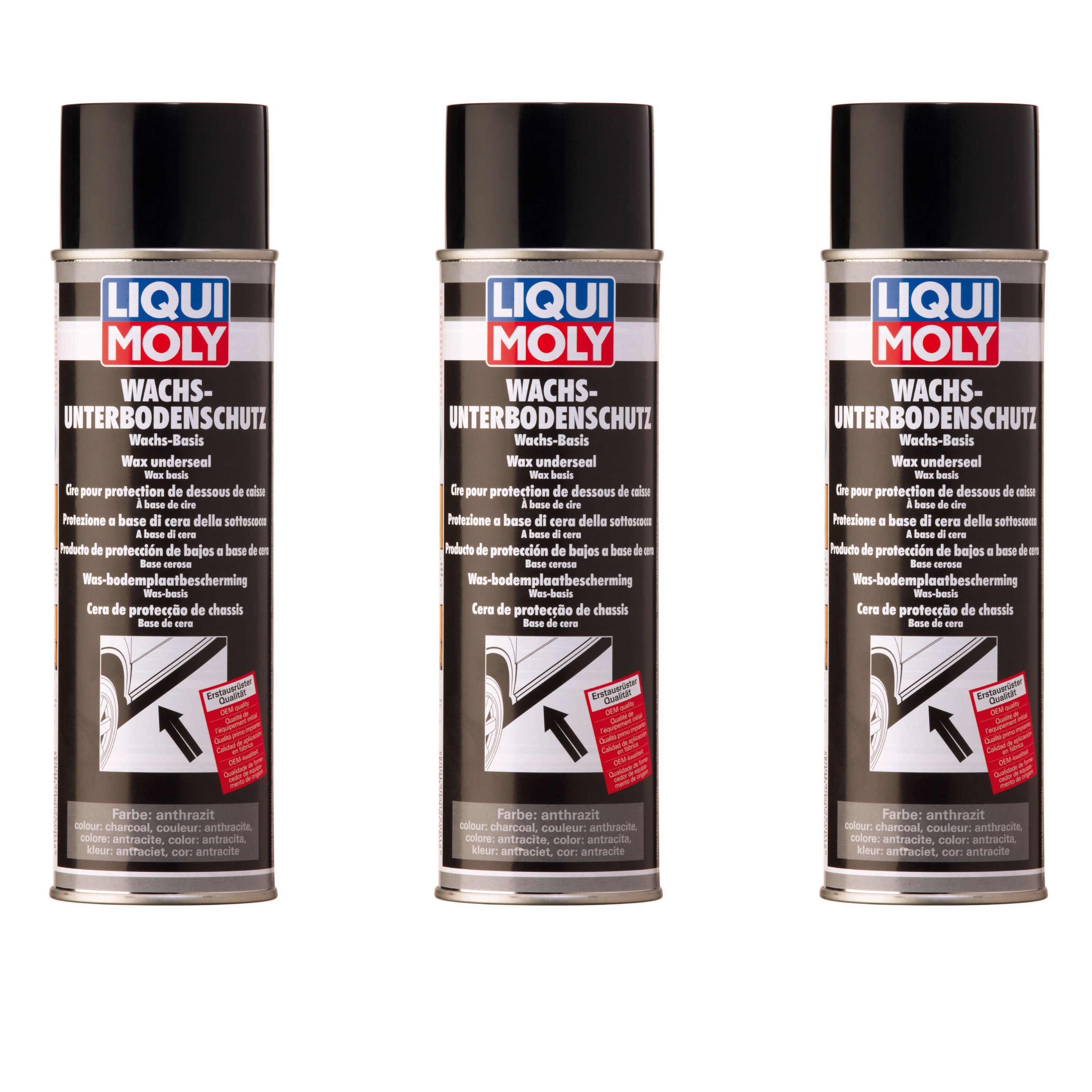 3X LIQUI MOLY Wachs Unterbodenschutz schwarz anthrazit 500ml 6100