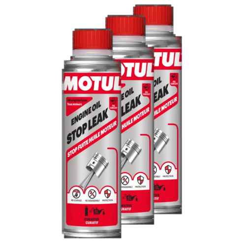 Motul 3x 300 ml Additiv, &Ouml;lverluststop 110750 OIL STOP LEAK
