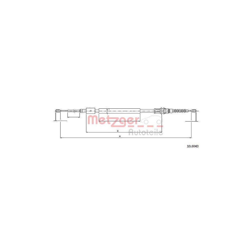 Seilzug, Feststellbremse METZGER 10.6043 f&uuml;r PEUGEOT, hinten links