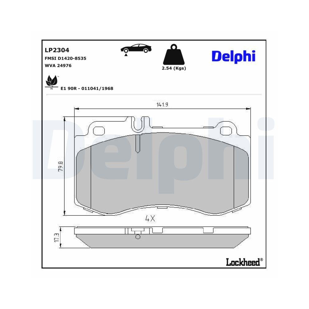 DELPHI LP2304 Bremsbelagsatz, Scheibenbremse für MERCEDES-BENZ, Vorderachse