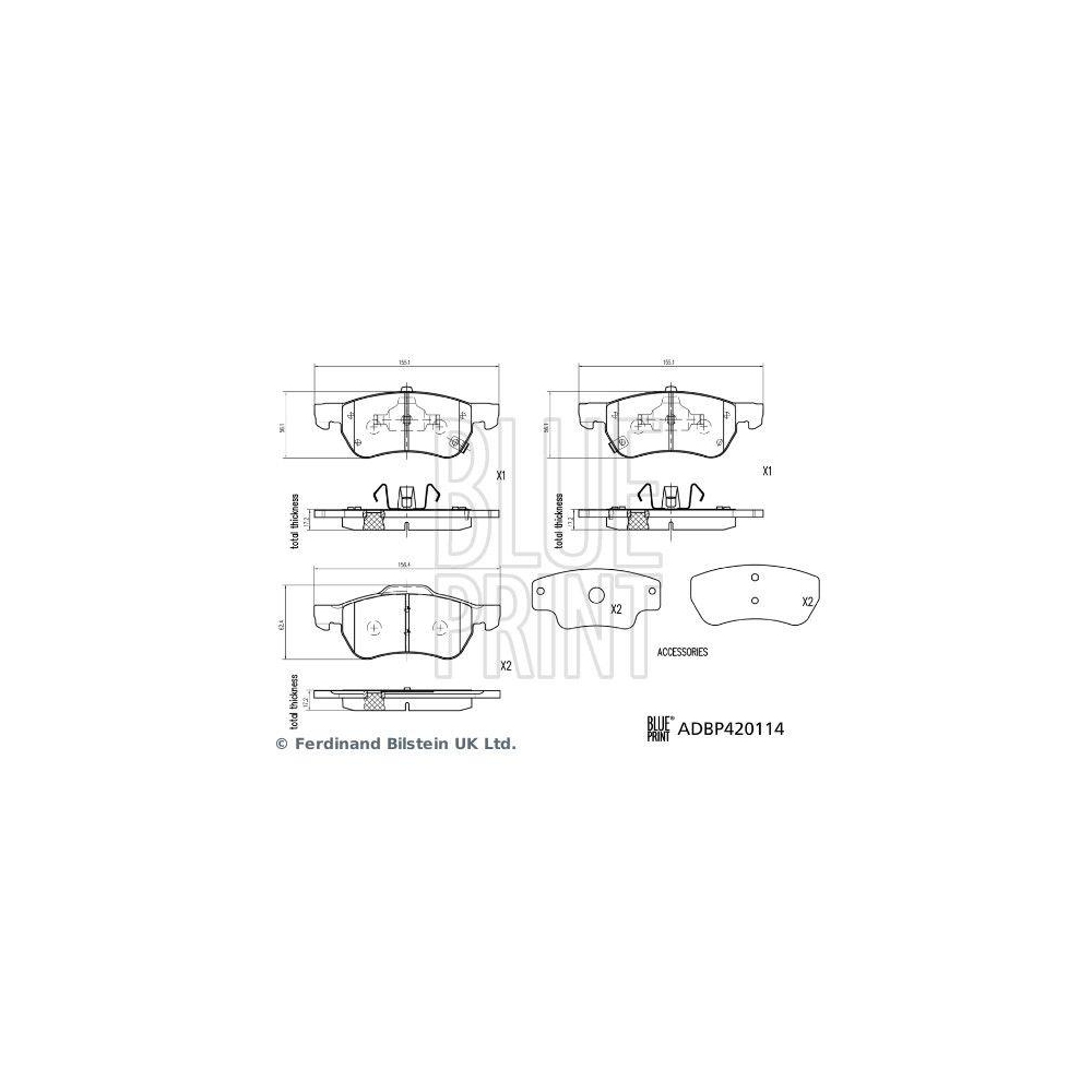 Bremsbelagsatz, Scheibenbremse BLUE PRINT ADBP420114 f&uuml;r MG, Vorderachse