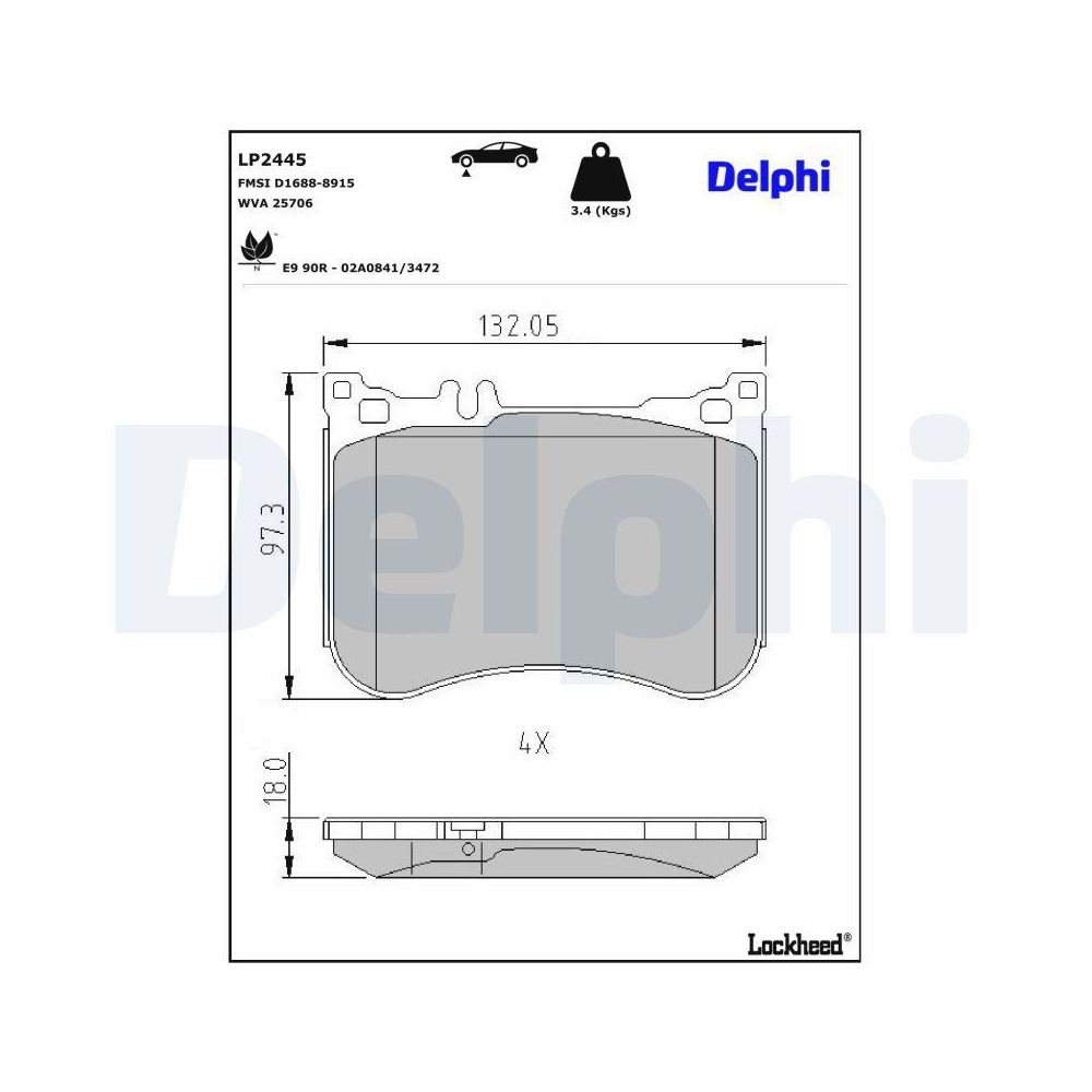 DELPHI LP2445 Bremsbelagsatz, Scheibenbremse f&uuml;r MERCEDES-BENZ NIO, Vorderachse