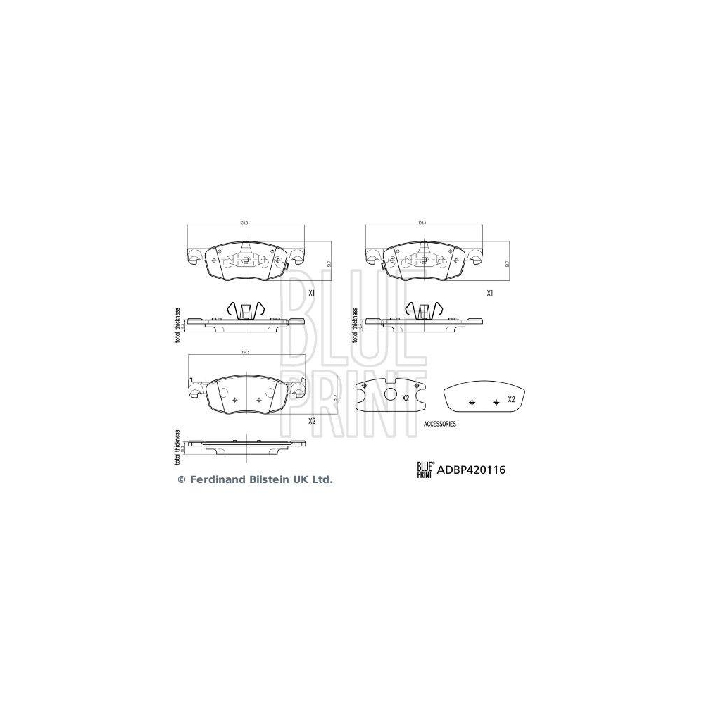 Bremsbelagsatz, Scheibenbremse BLUE PRINT ADBP420116 f&uuml;r MAZDA TOYOTA