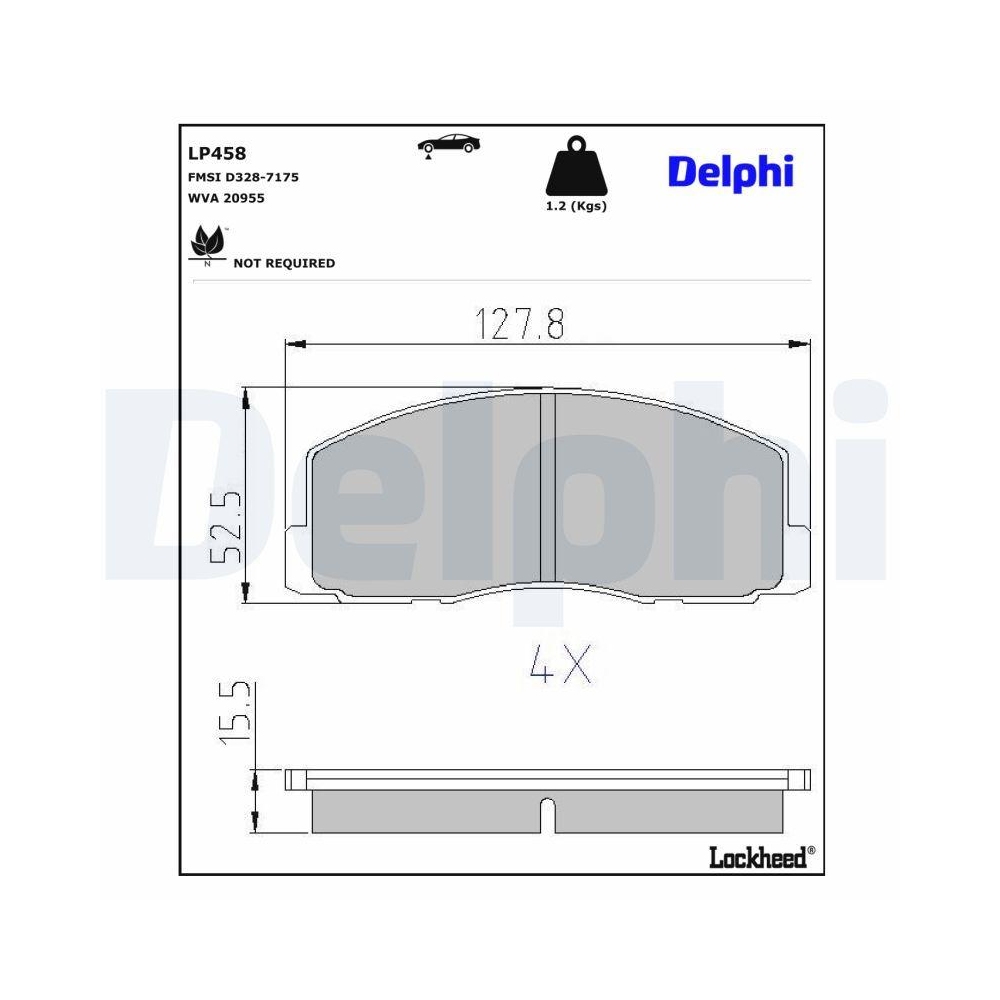 DELPHI LP458 Bremsbelagsatz, Scheibenbremse für ISUZU MITSUBISHI, Vorderachse