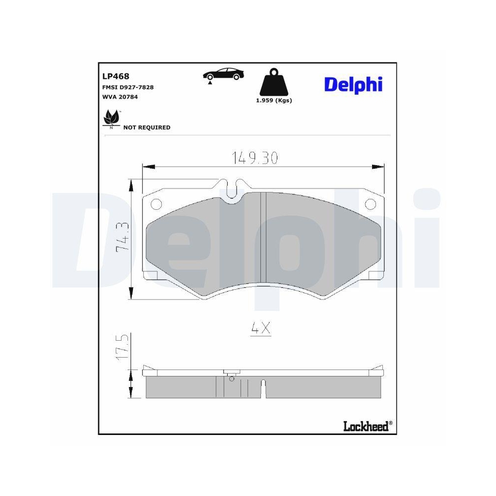 DELPHI LP468 Bremsbelagsatz, Scheibenbremse f&uuml;r MERCEDES-BENZ VW PUCH