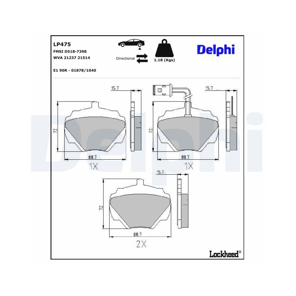 DELPHI LP475 Bremsbelagsatz, Scheibenbremse f&uuml;r ROVER LAND ROVER, Hinterachse