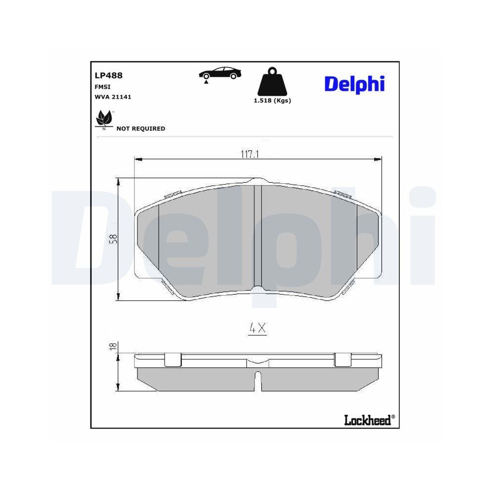 DELPHI LP488 Bremsbelagsatz, Scheibenbremse f&uuml;r FORD, Vorderachse