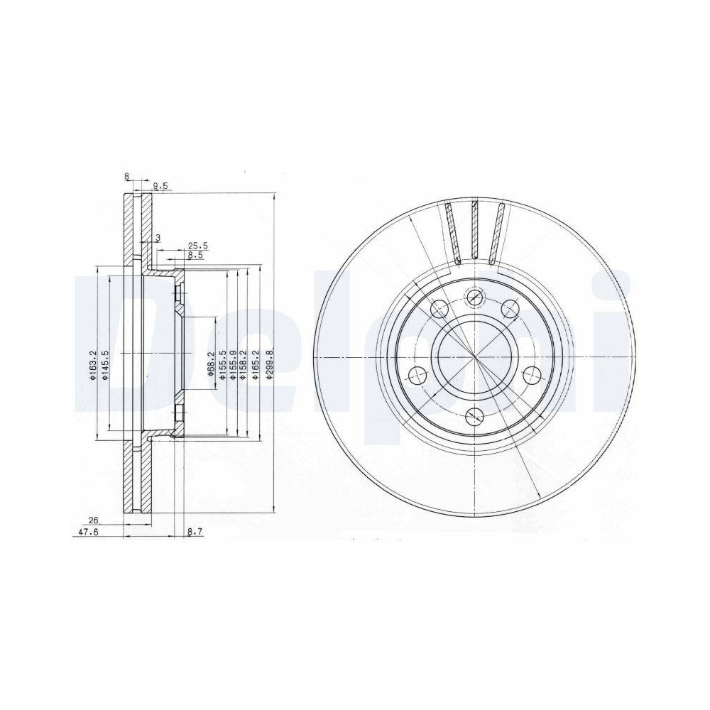 DELPHI BG3696 2 St&uuml;ck Bremsscheiben f&uuml;r FORD SEAT VW, Vorderachse