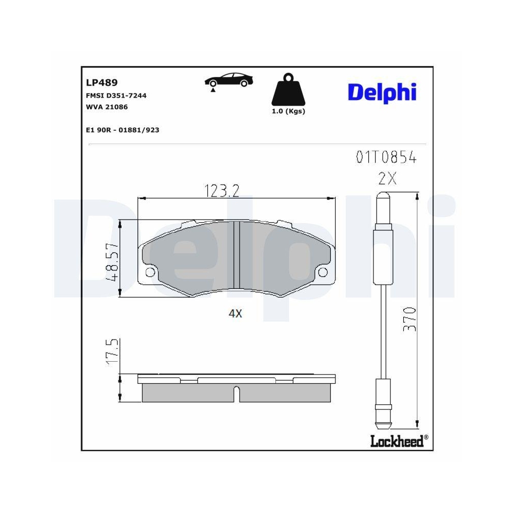 DELPHI LP489 Bremsbelagsatz, Scheibenbremse f&uuml;r RENAULT, Vorderachse