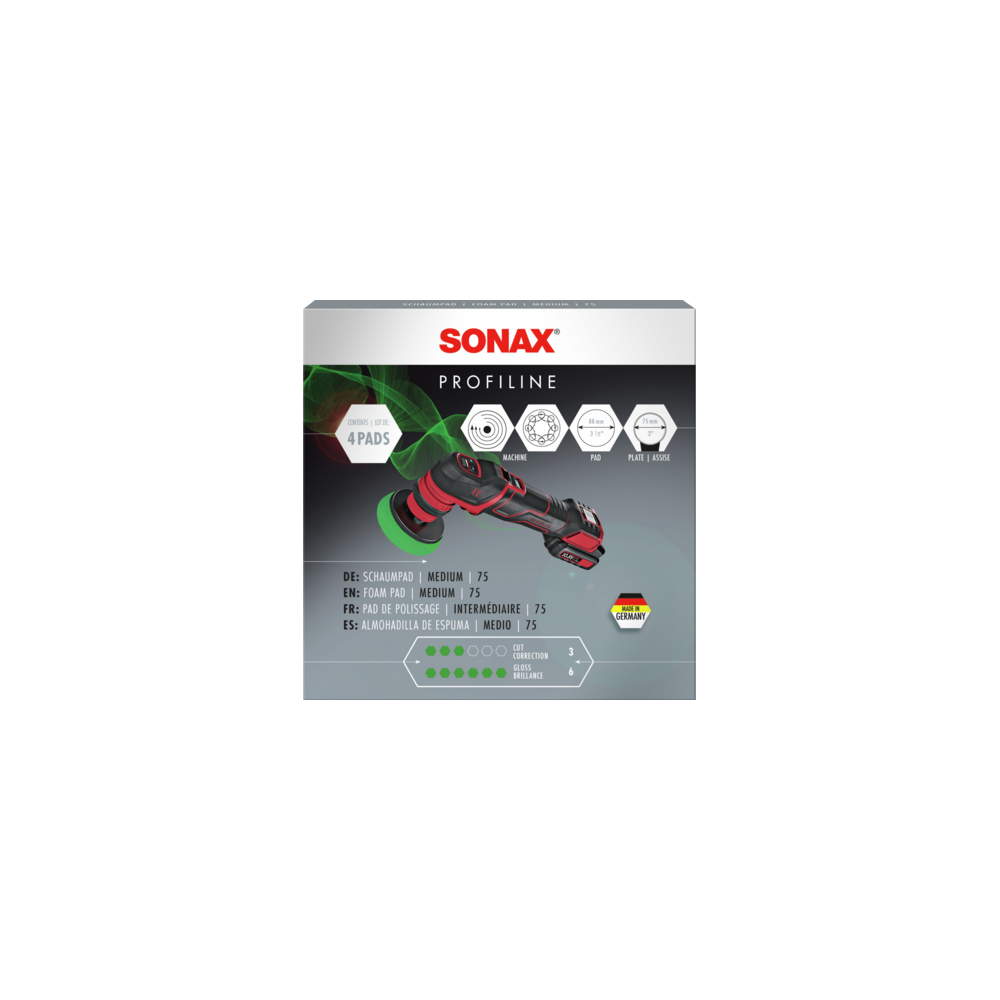 St&uuml;tzteller, Poliermaschine SONAX 04985000 SchaumPad medium 75 f&uuml;r