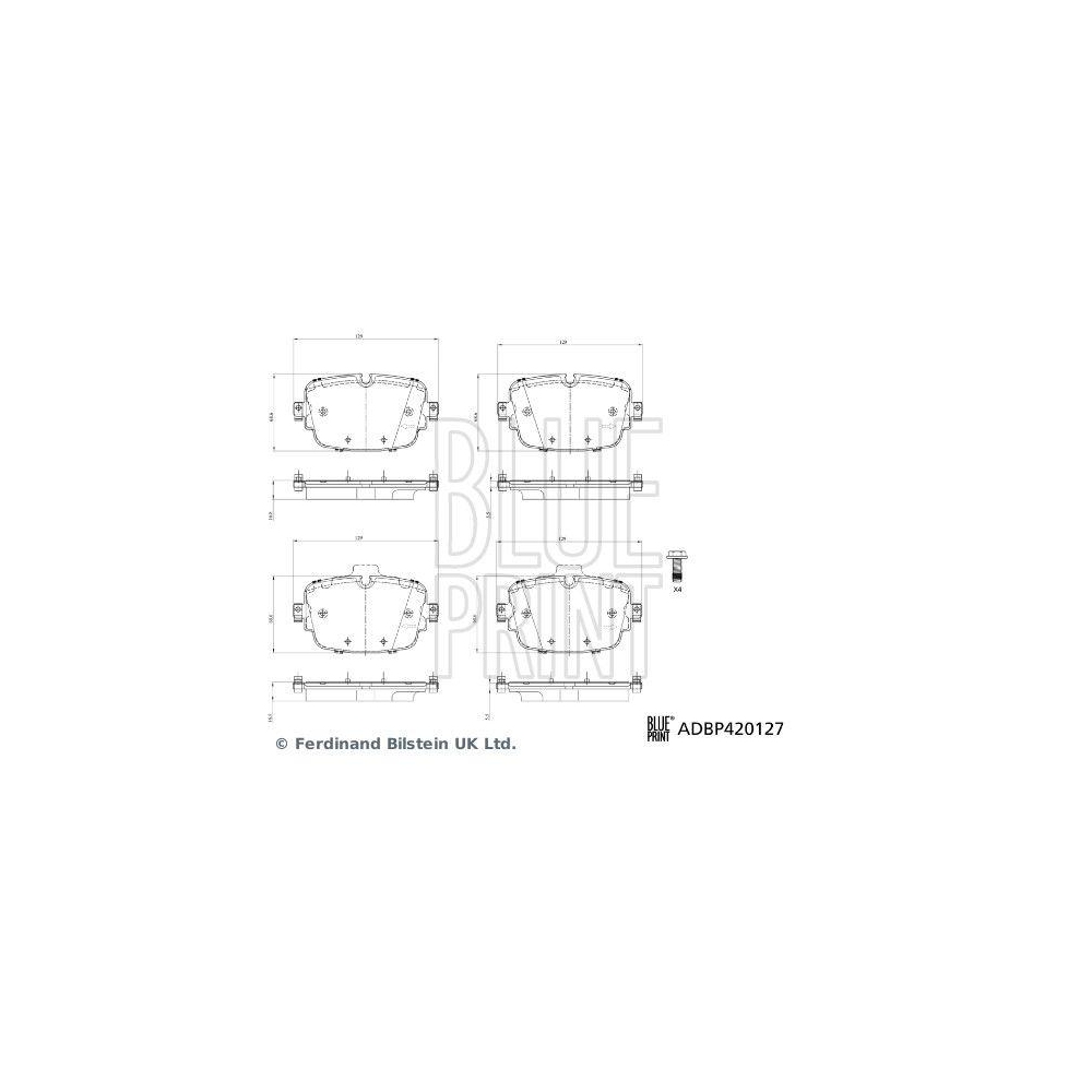 Bremsbelagsatz, Scheibenbremse BLUE PRINT ADBP420127 f&uuml;r AUDI, Hinterachse