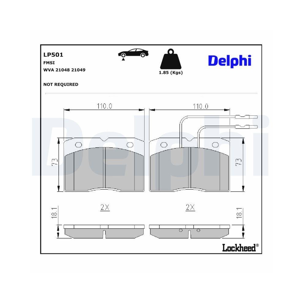 DELPHI LP501 Bremsbelagsatz, Scheibenbremse für ALFA ROMEO FIAT IVECO RENAULT