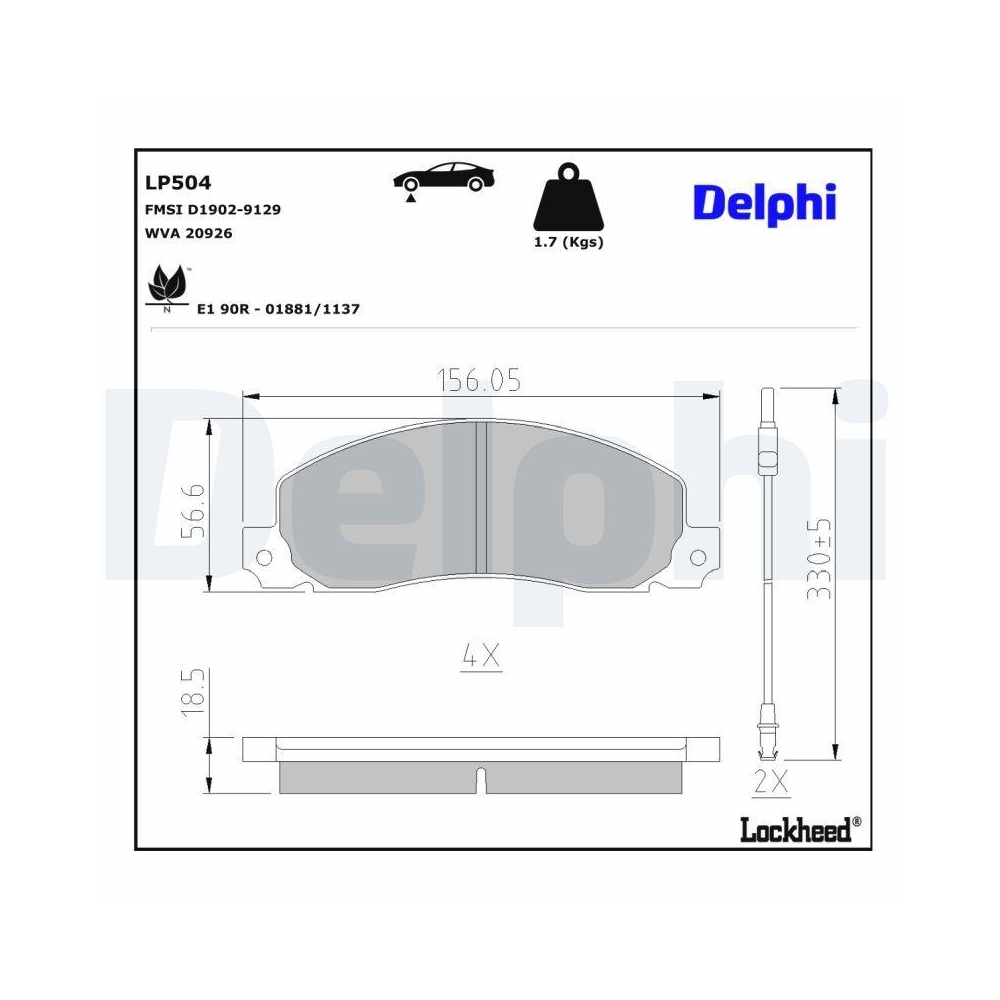 DELPHI LP504 Bremsbelagsatz, Scheibenbremse f&uuml;r OPEL RENAULT VAUXHALL