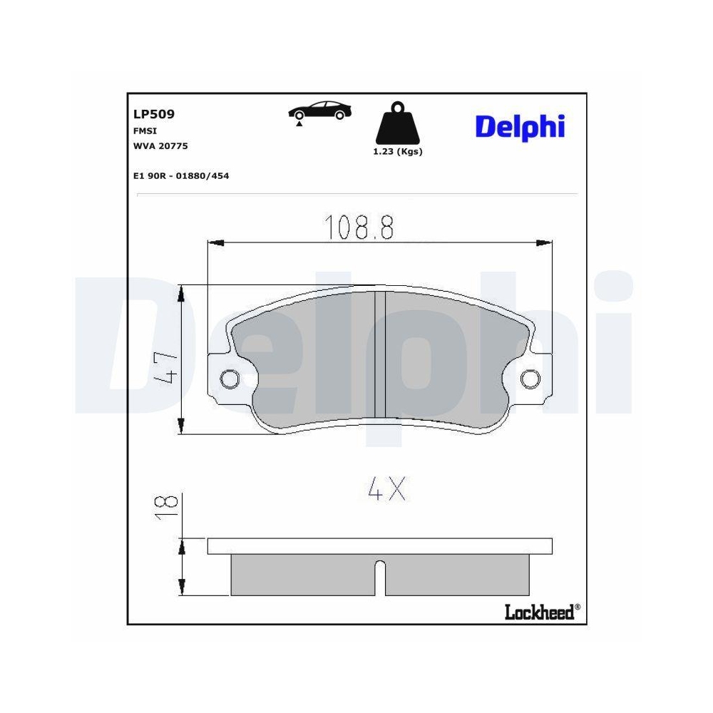 DELPHI LP509 Bremsbelagsatz, Scheibenbremse f&uuml;r FIAT SEAT, Hinterachse